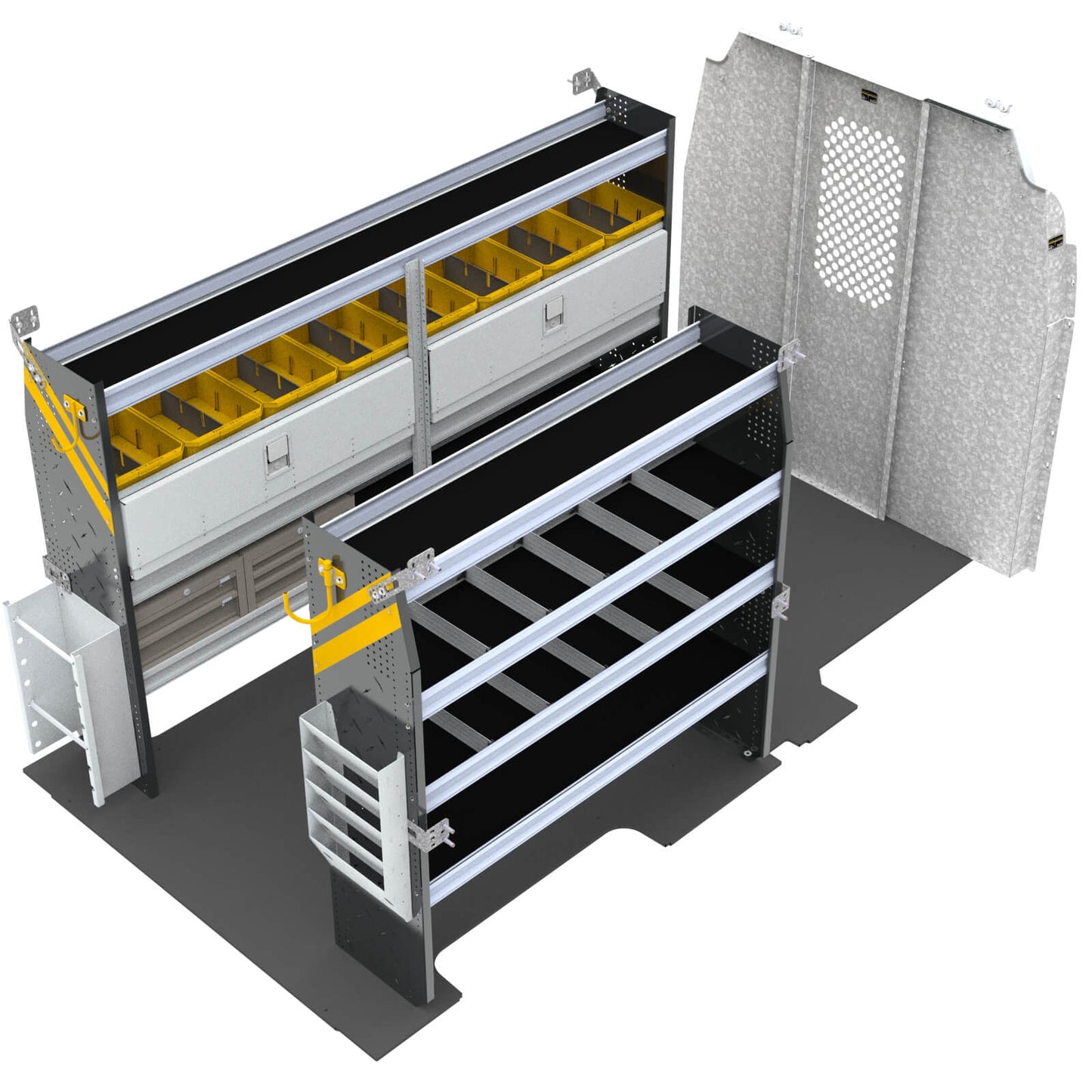 Electrician Van Shelving Package, Ford Transit Med Roof, 148” WB – FTM-11