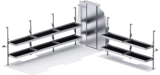 Folding Shelves Package - Sprinter 170" WB High Roof - Sliding Partition