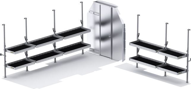 Folding Shelves Package - Transit 148" EXT WB High Roof - Sliding Partition