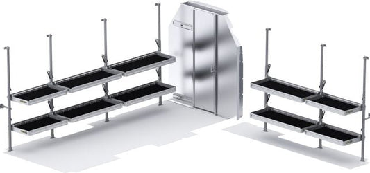 Folding Shelves Package - Transit 148" EXT WB High Roof - Sliding Partition