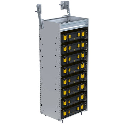 Partskeeper Cabinet, Composite Aluminum, w/ 8 Carry Cases, 14"d x 19"w x 44½"h