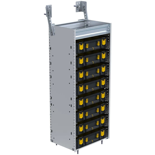 Partskeeper Cabinet, Composite Aluminum, w/ 8 Carry Cases, 14"d x 19"w x 44½"h