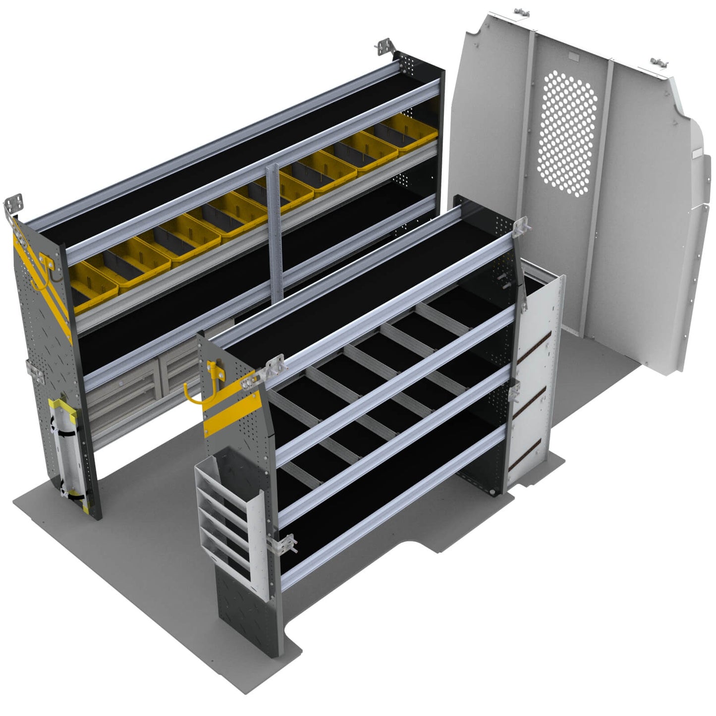 HVAC Van Shelving Package, Ford Transit Med Roof, 148”  WB – FTM-12