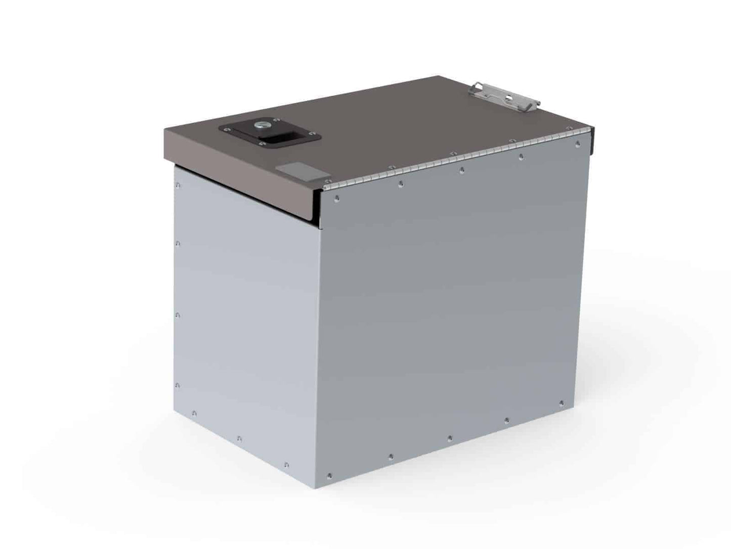 Cab box with locking lid, aluminum, 18"d x 12"w x 16"h