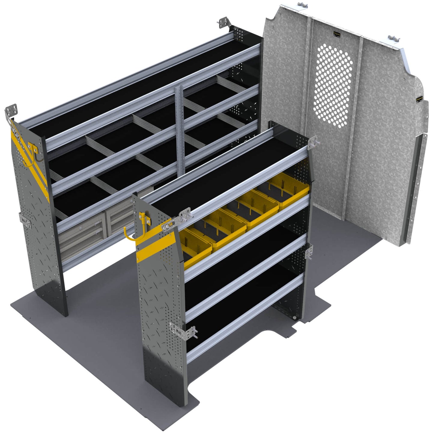 Mobile Service & Plumbing Van Shelving Package, Ford Transit Med Roof, 130”  WB – FTR-16