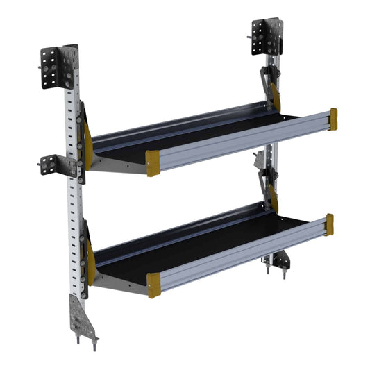Fold-Away Cargo Van Foldable Shelving System, 2 Levels, 51″h x 48″w – F4-RA48-2