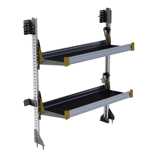 Fold-Away Cargo Van Foldable Shelving System, 2 Levels, 65″h x 48″w – F5-RA48-2