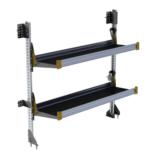 Fold-Away Cargo Van Foldable Shelving System, 2 Levels, 65″h x 60″w – F5-RA60-2