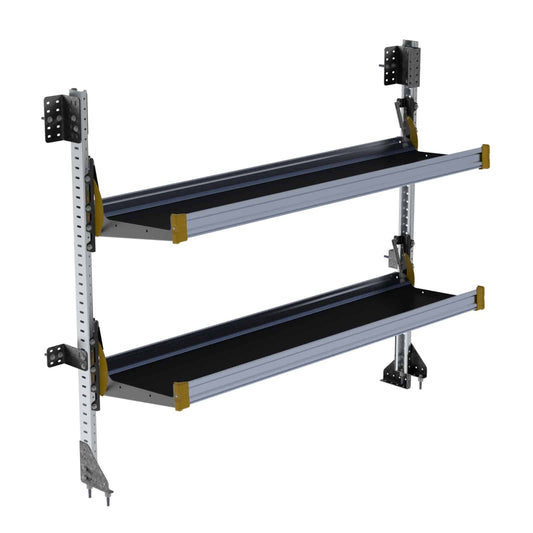 Fold-Away Cargo Van Foldable Shelving System, 2 Levels, 65″h x 72″w – F5-RA72-2