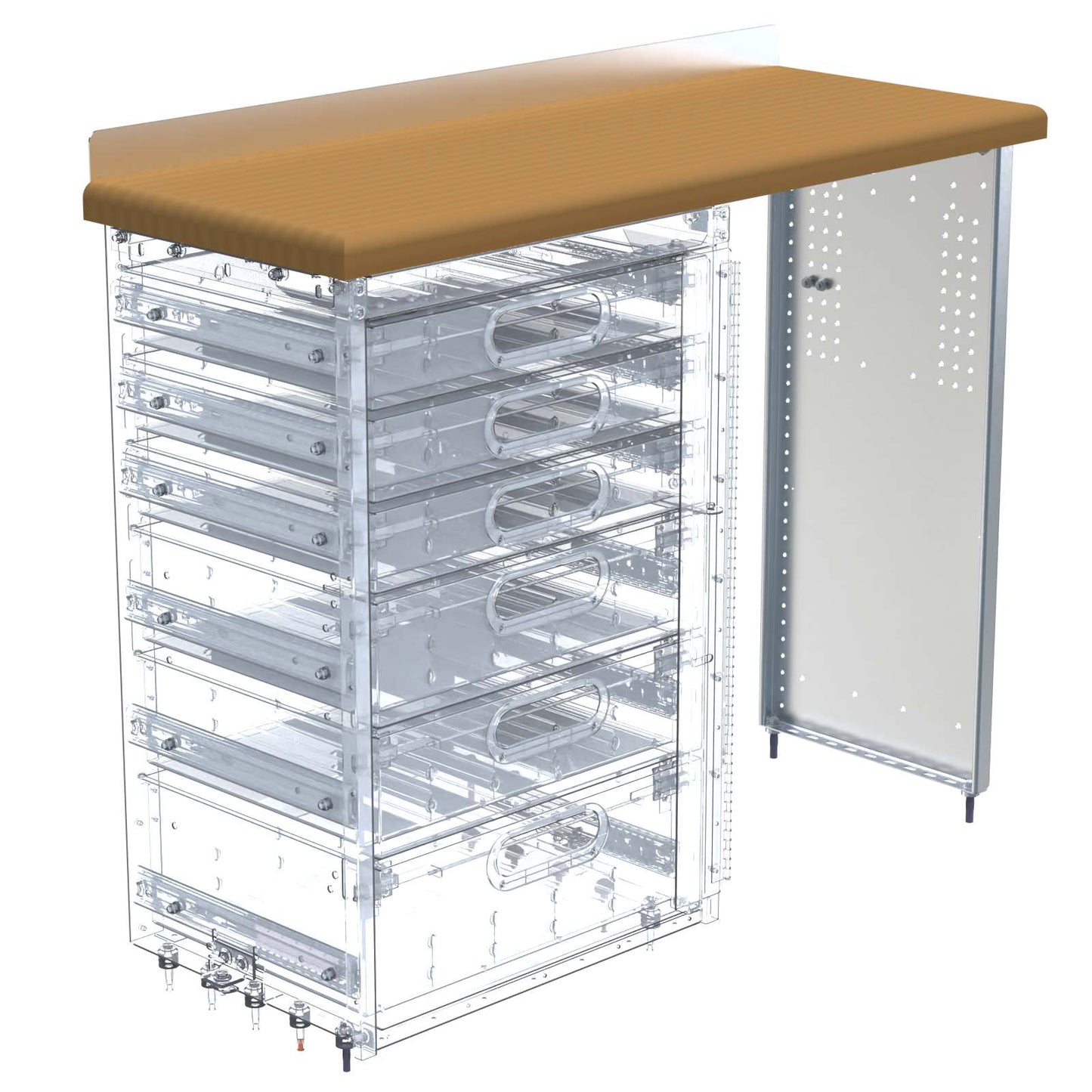 Workbench, aluminum w/hardwood top, 1 end panel, cabinet not included, 18"d x 48"w x 40"h